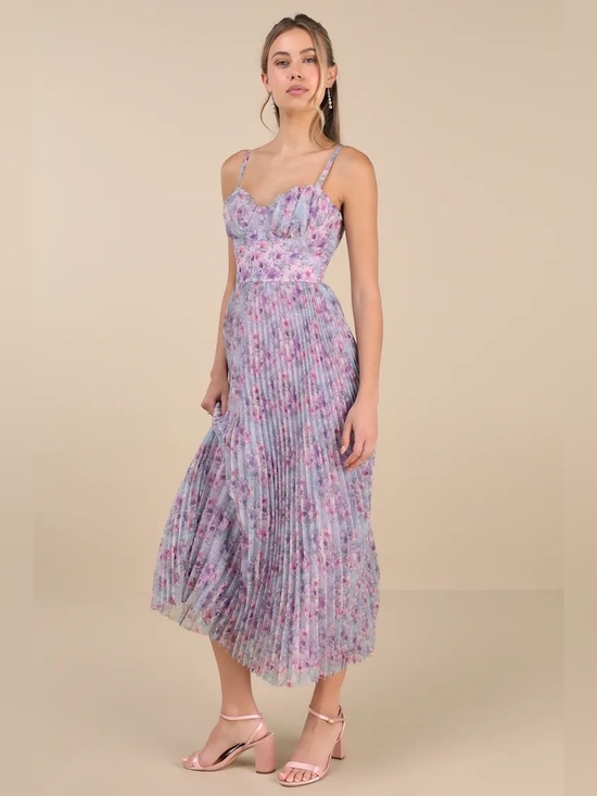 Lulus Dresses & Skirts - Lulus Purple Multi Floral Pleated Midi Dress